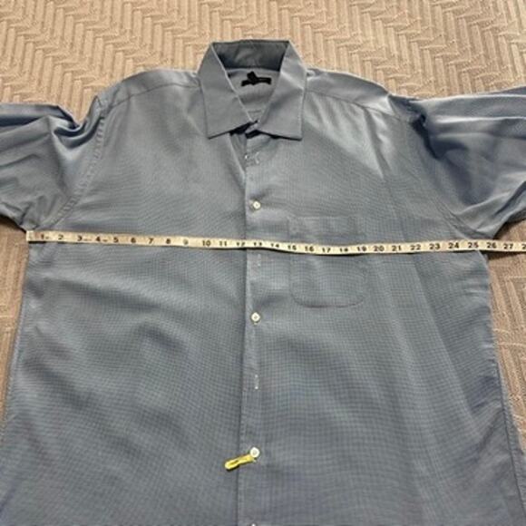 Burberry blue micro plaid button down size 17.5 - Picture 6 of 7